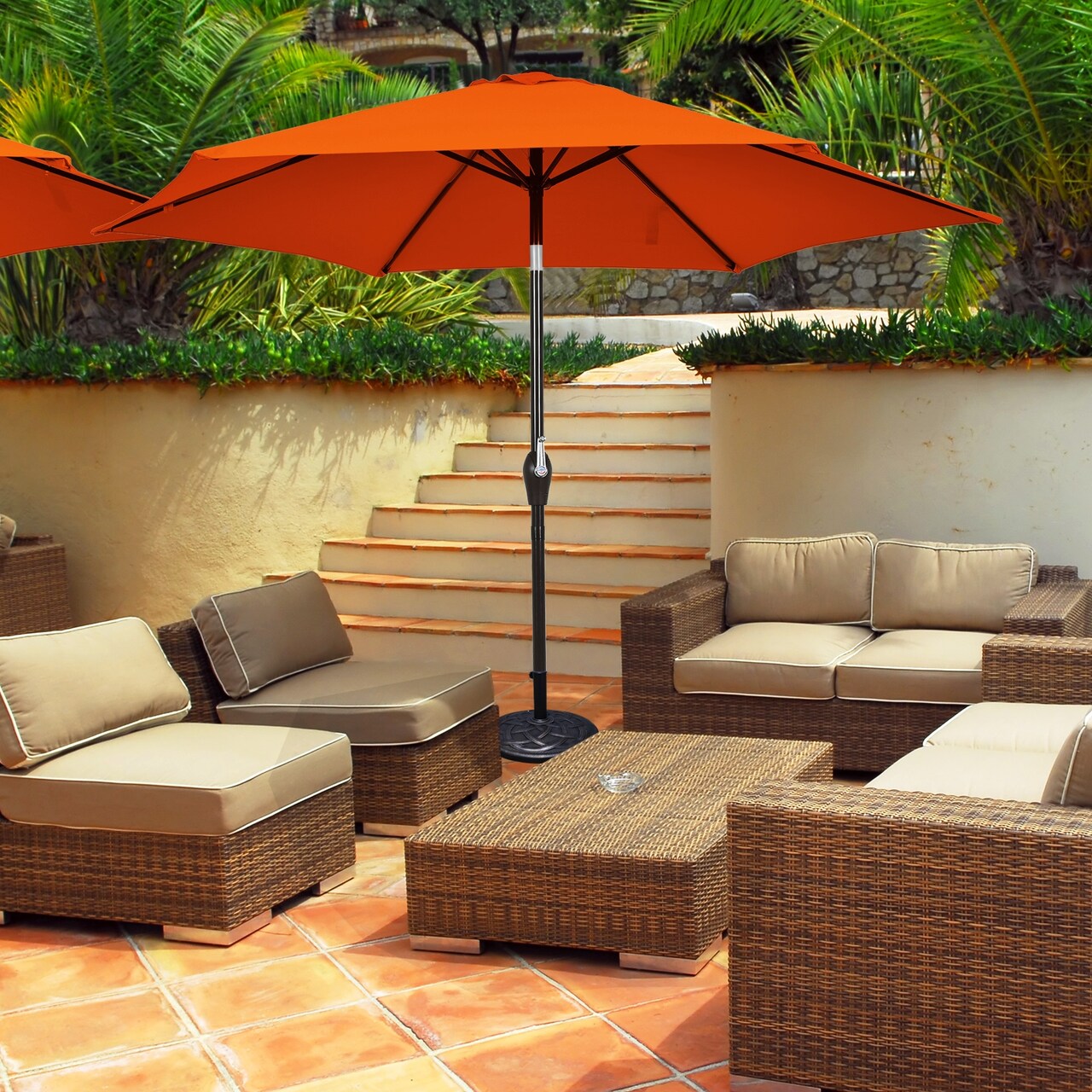 10 Feet Outdoor Patio Umbrella with Tilt Adjustment and Crank Without Base